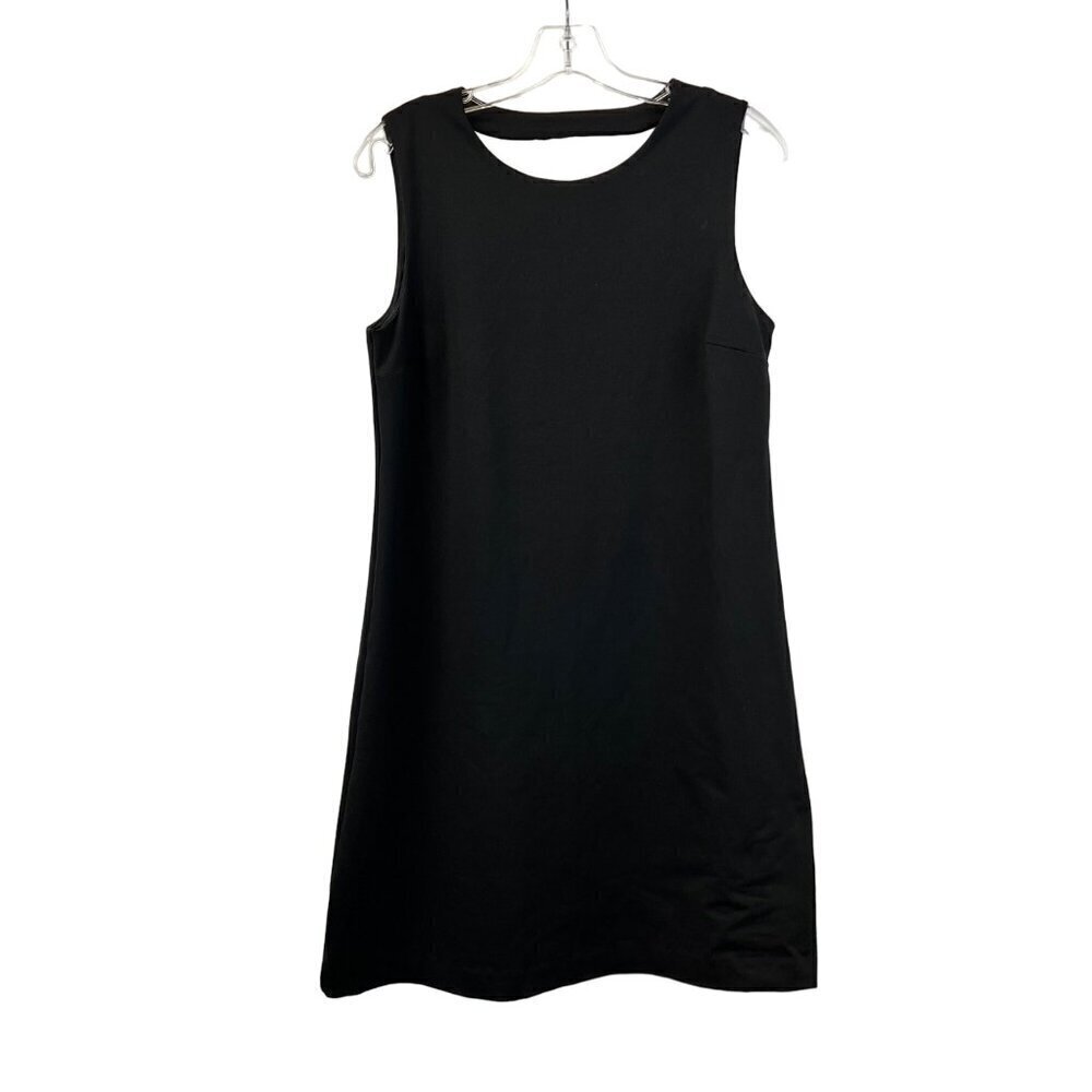 Cynthia Rowley Womens Sleeveless Cut Out Back Black Shift Dress Knee Length M